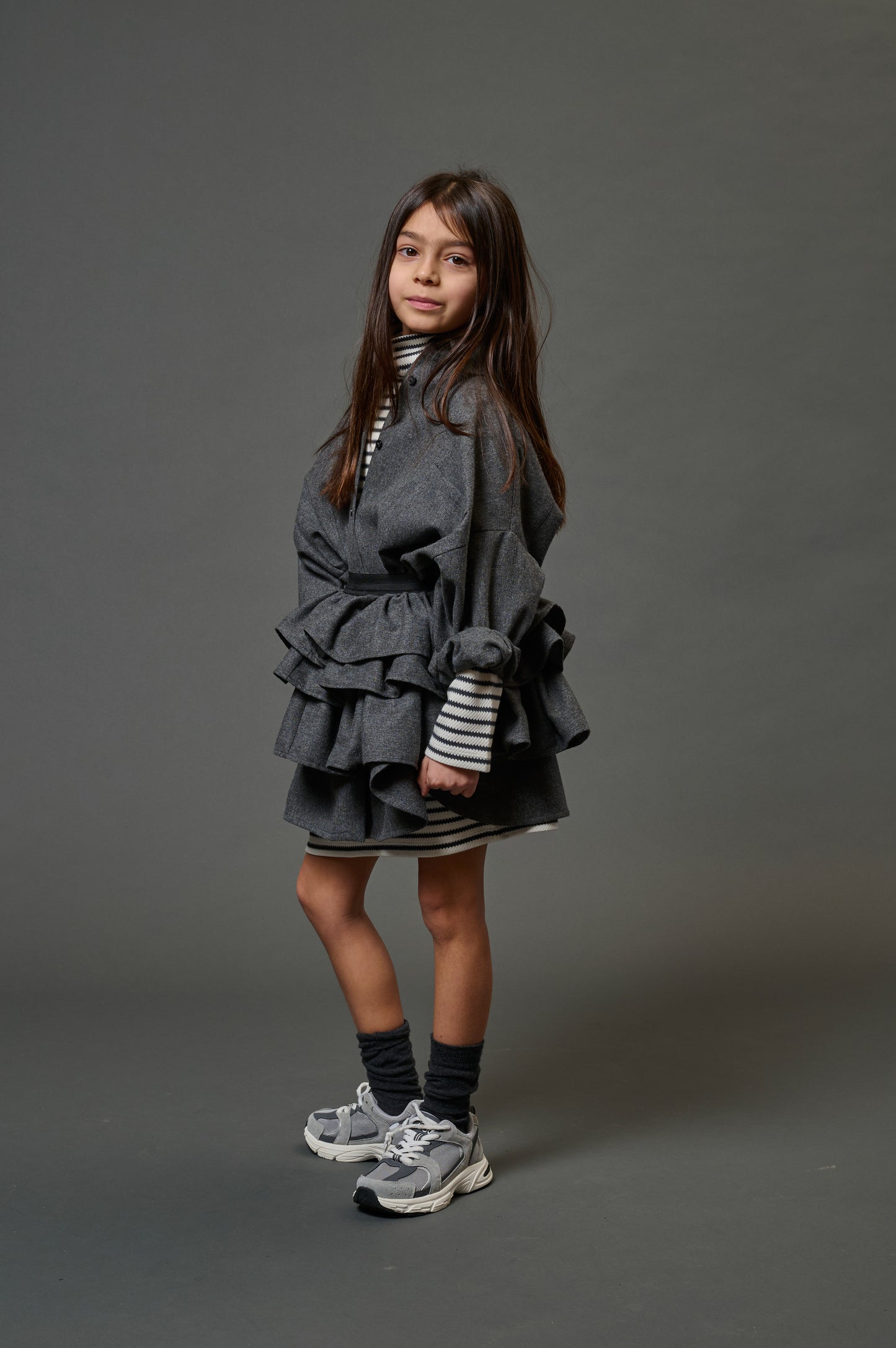 Stripe Ruffle Skirt DOUUOD Set