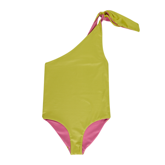 Two Tone M'A Kids One Soulder Swimsuit