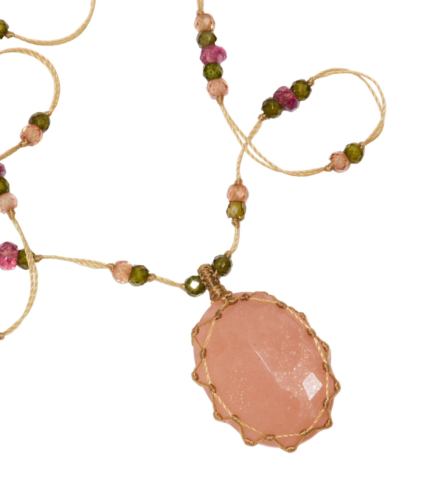 Long Tibetan Sharing VVV Moonstone Necklace