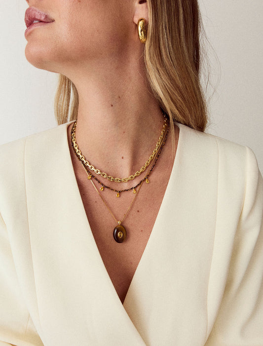 Oval Stone Talis Chains Pendant Necklace