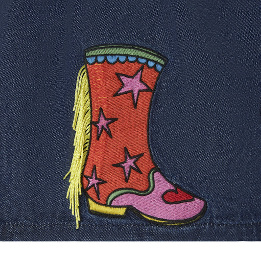 Embroidered SMC Denim Skirt