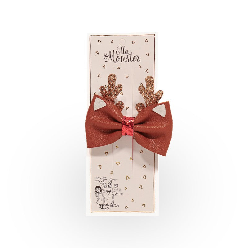 Raindeer Bow Ella & Monster Hair Clip