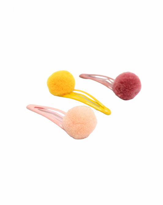 Set of 3 Bonton Pom Pom Barrettes