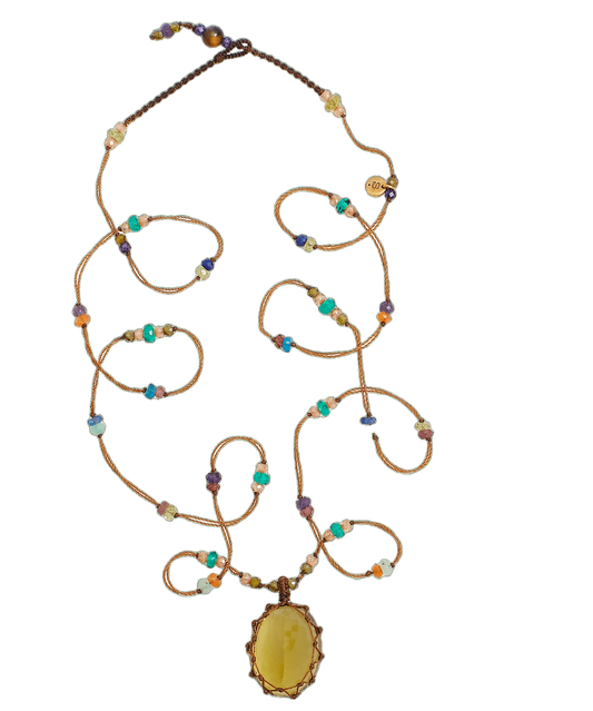 Long Tibetan Sharing VVV Quartz Necklace