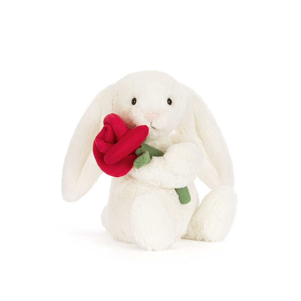 Bashful Jellycat Cream Bunny with Rose