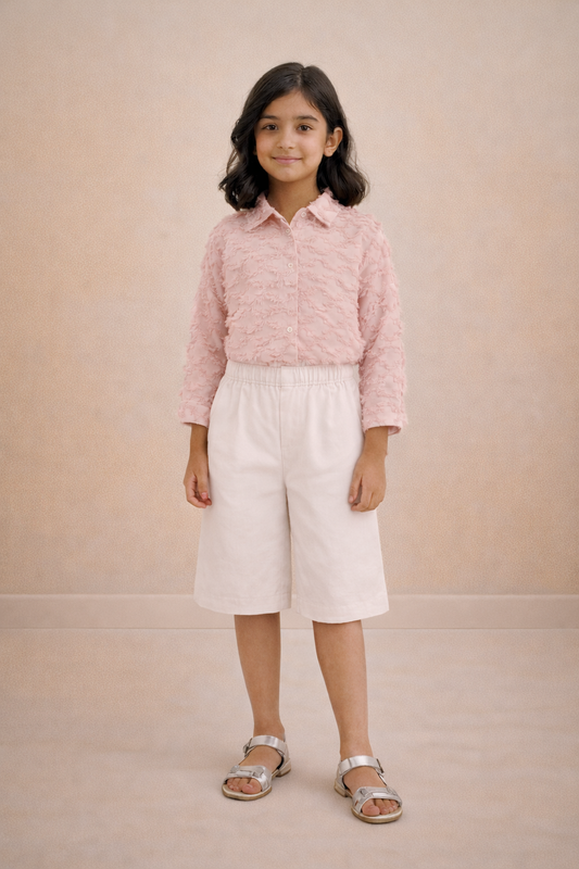 Distressed DOUUOD Shirt & Bermuda Set