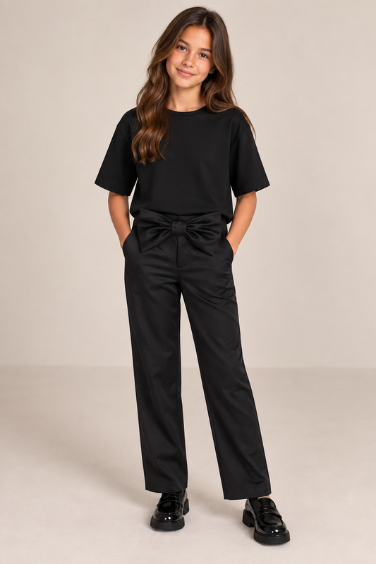 Satin Bow DOUUOD Pant Set