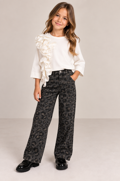 Ruffle Top and Leo DOUUOD Pants Set