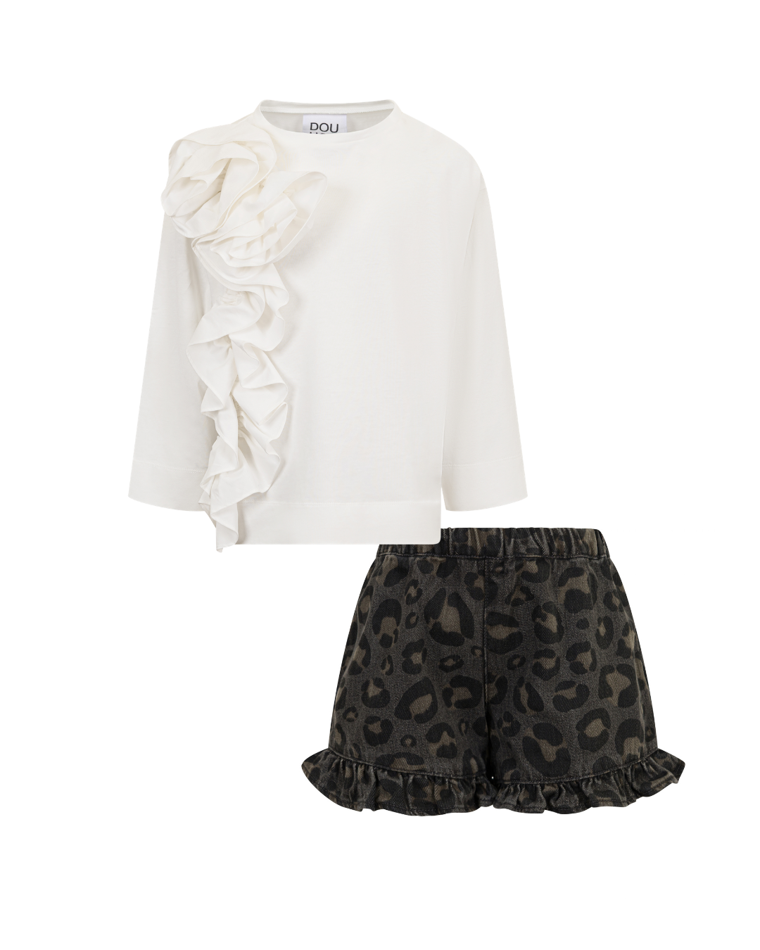 Ruffle Top and Leo DOUUOD Short Set