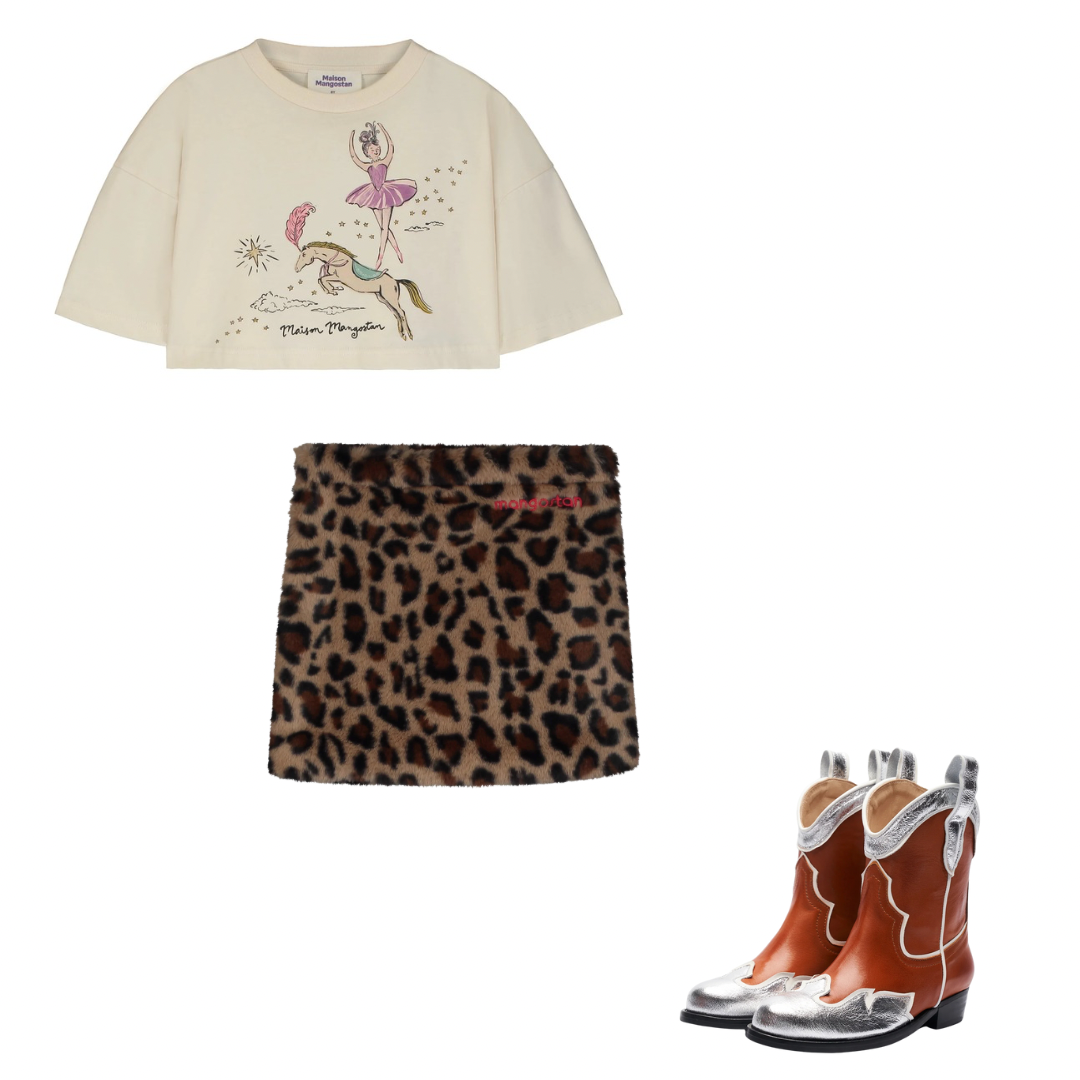 Leopard Fur Maison Mangostan Skirt