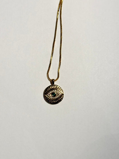 Evil Eye Talis Chains Disc Pendant Necklace