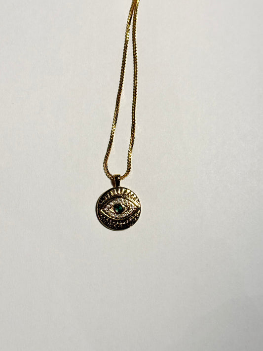 Evil Eye Talis Chains Disc Pendant Necklace