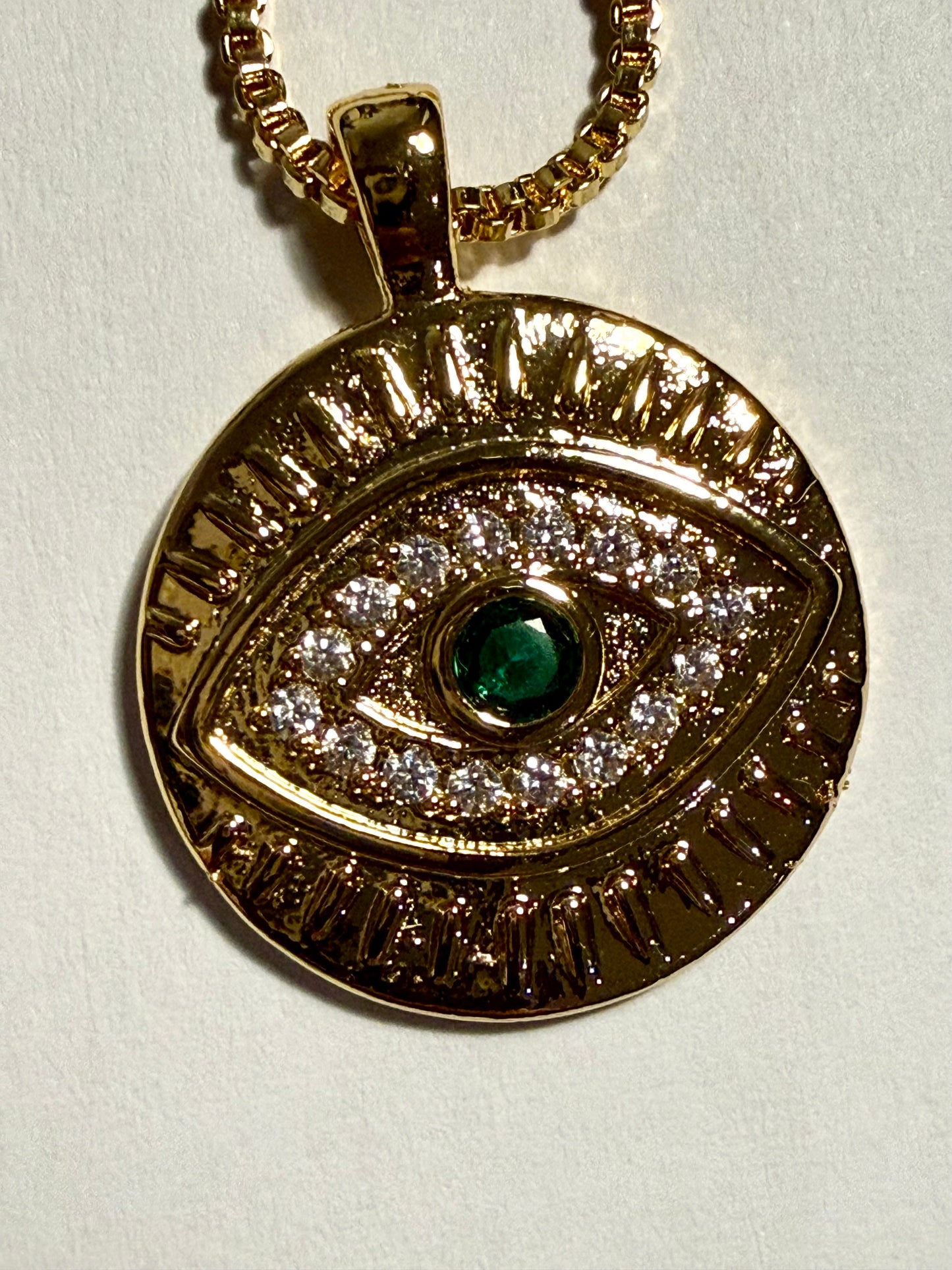 Evil Eye Talis Chains Disc Pendant Necklace