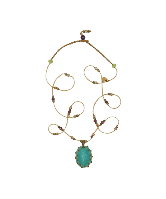 Short Tibetan Sharing VVV Amazonite Necklace