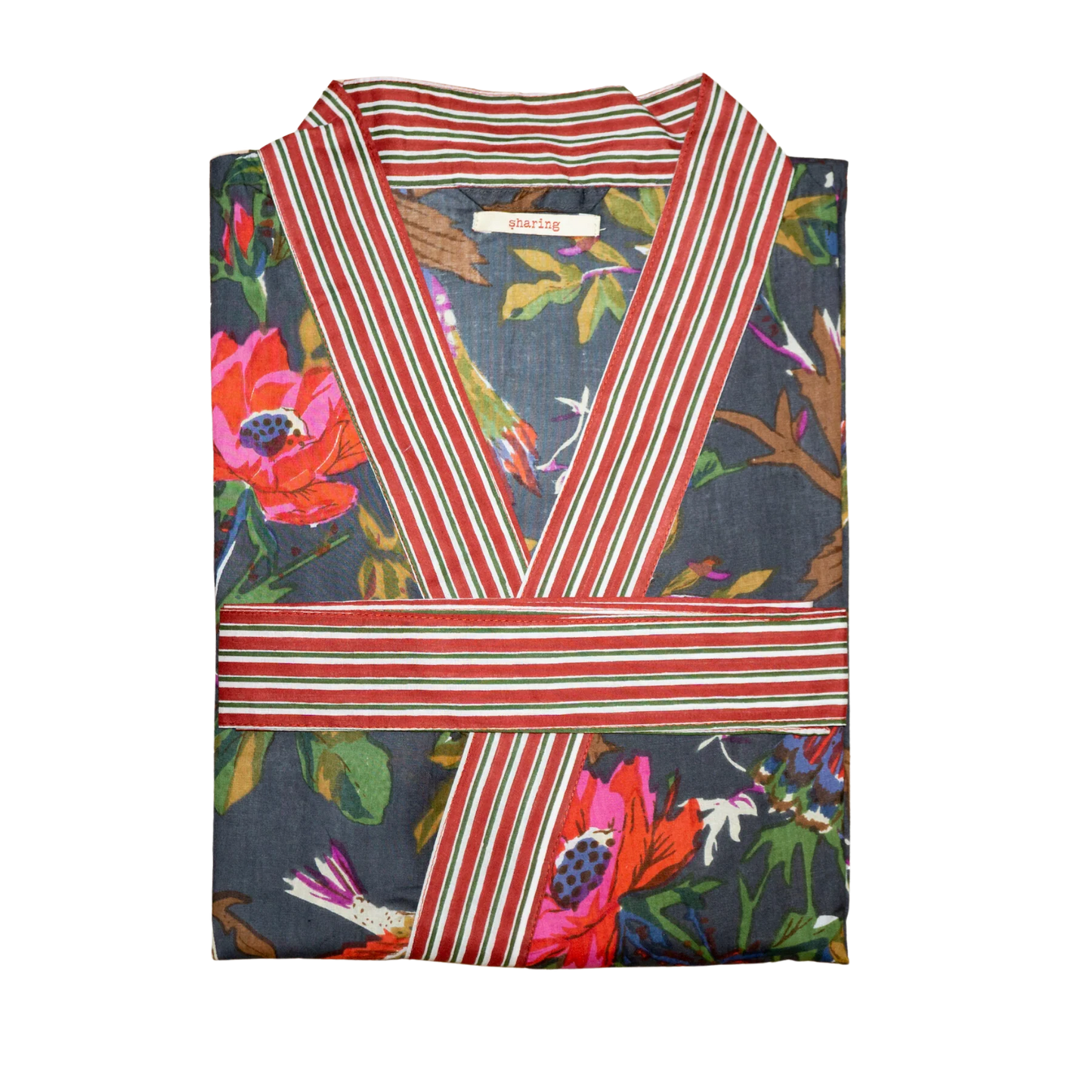 Anthracite & Red Sharing Kimono