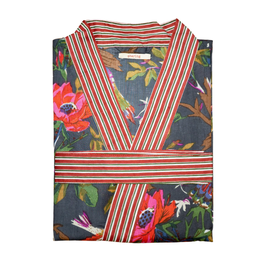 Anthracite & Red Sharing Kimono