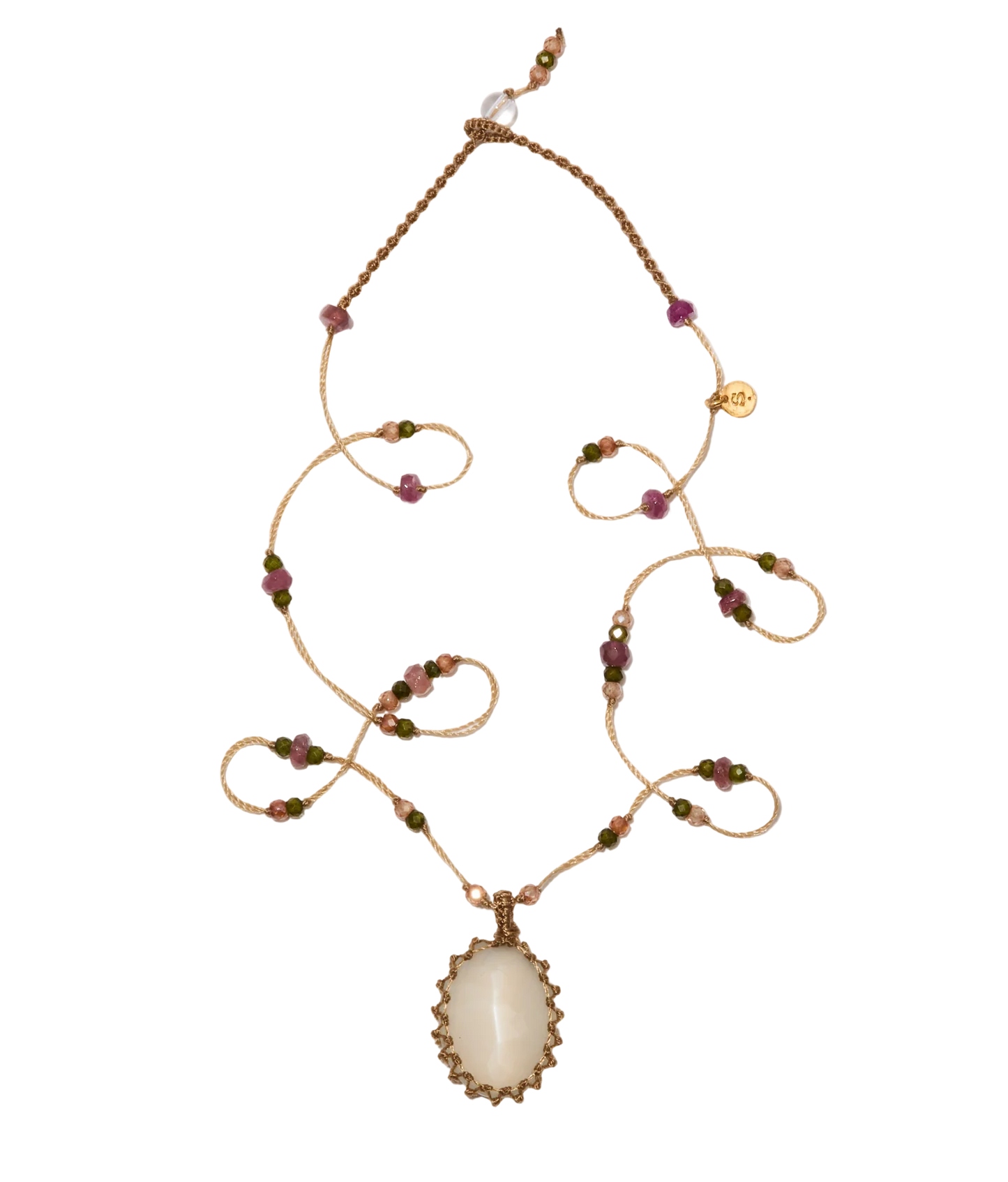 Short Tibetan Sharing VVV Rainbow Moonstone Necklace