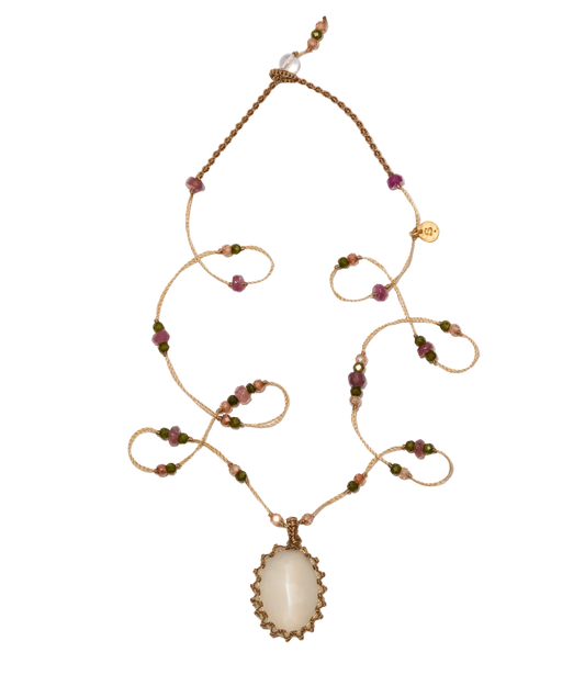 Short Tibetan Sharing VVV Rainbow Moonstone Necklace