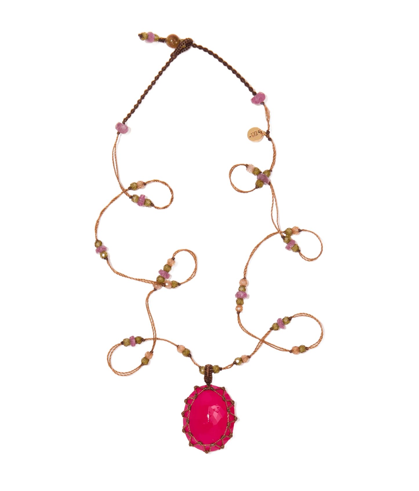 Short Tibetan Sharing  V Rubelite Necklace