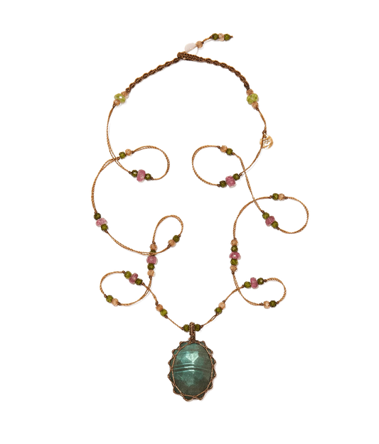 Short Tibetan Sharing VVV Labradorite Necklace