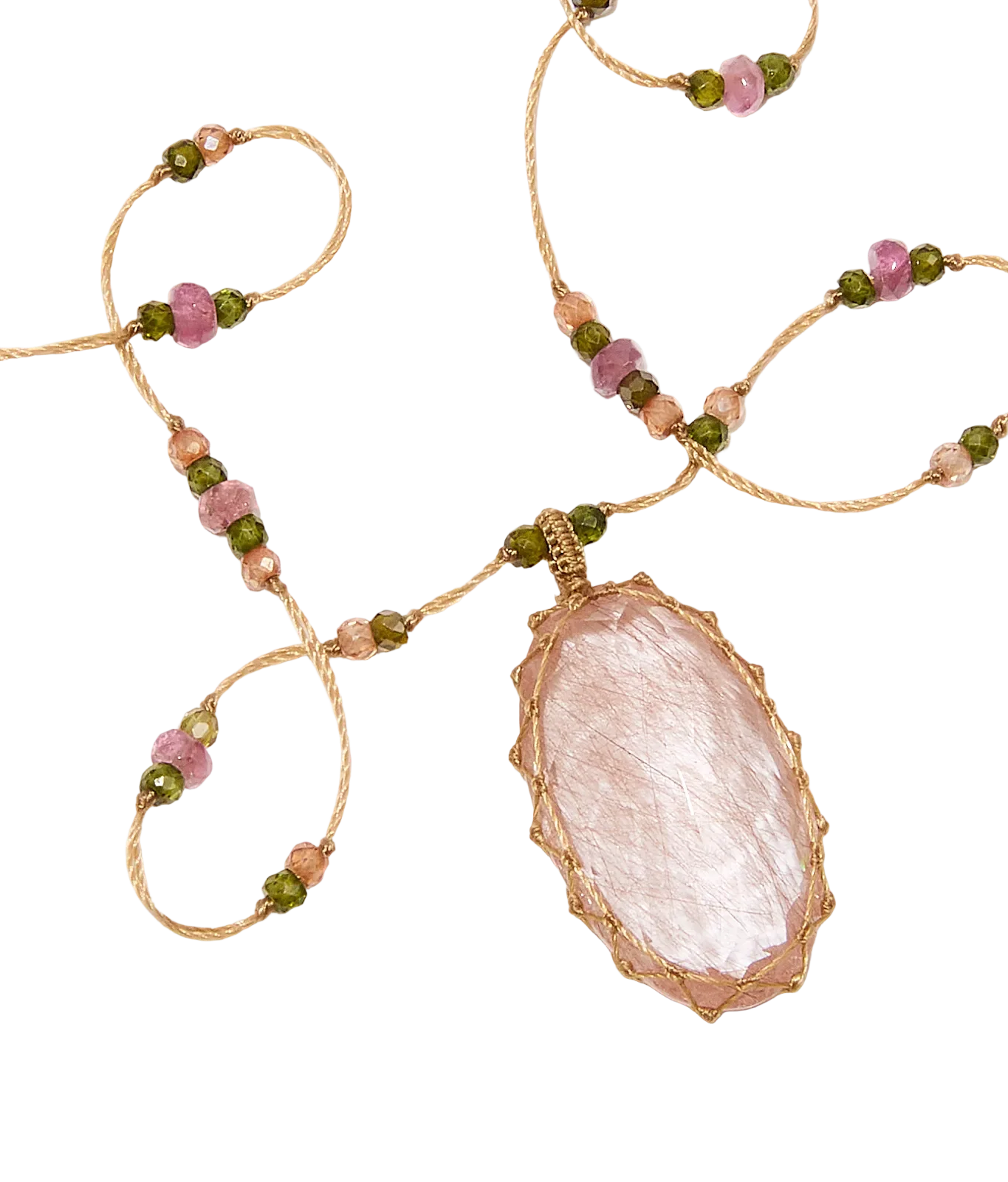 Short Tibetan Sharing VV Pink Quartz Necklace