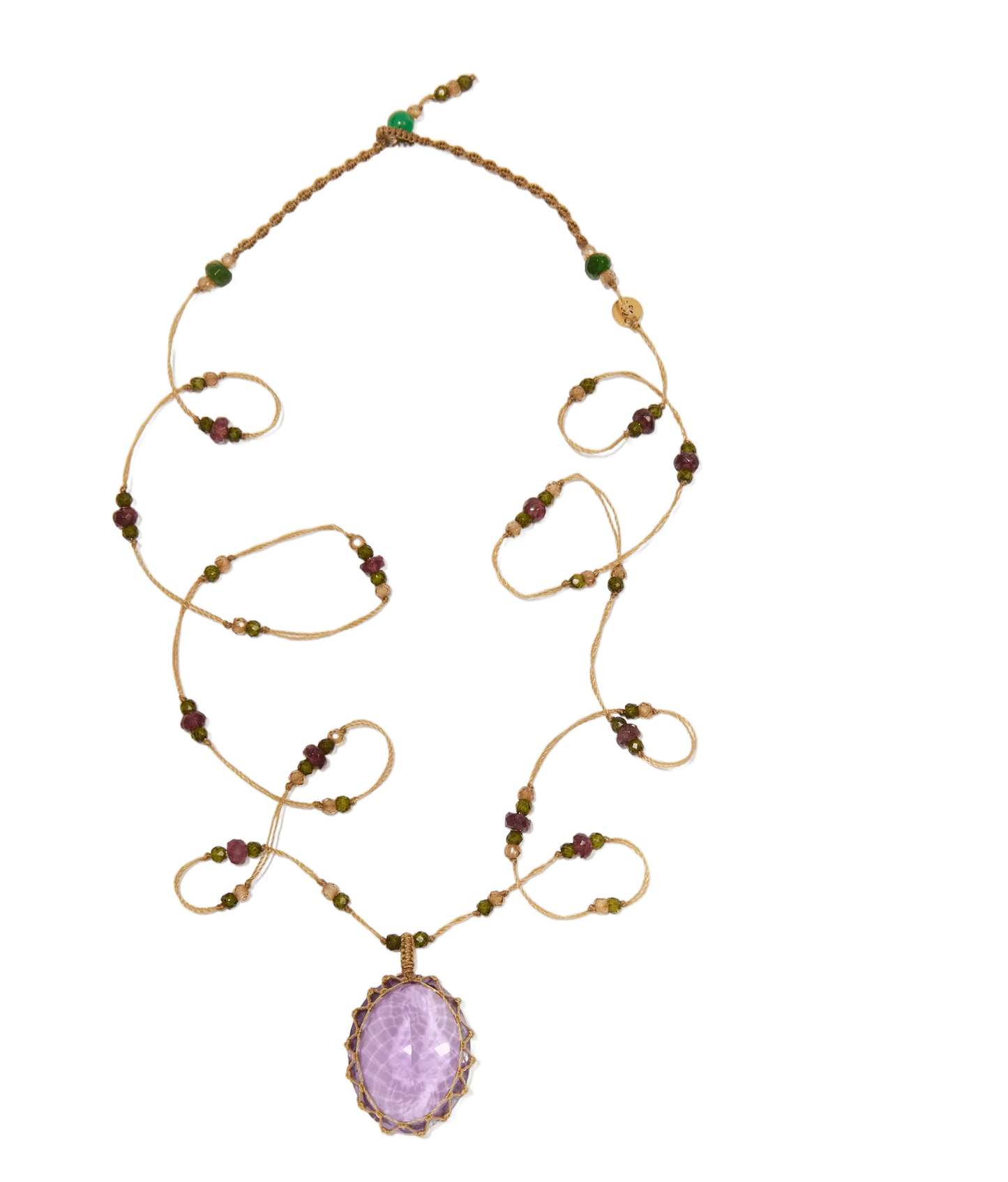 Long Tibertan Sharing VVVV Amethyst Necklace