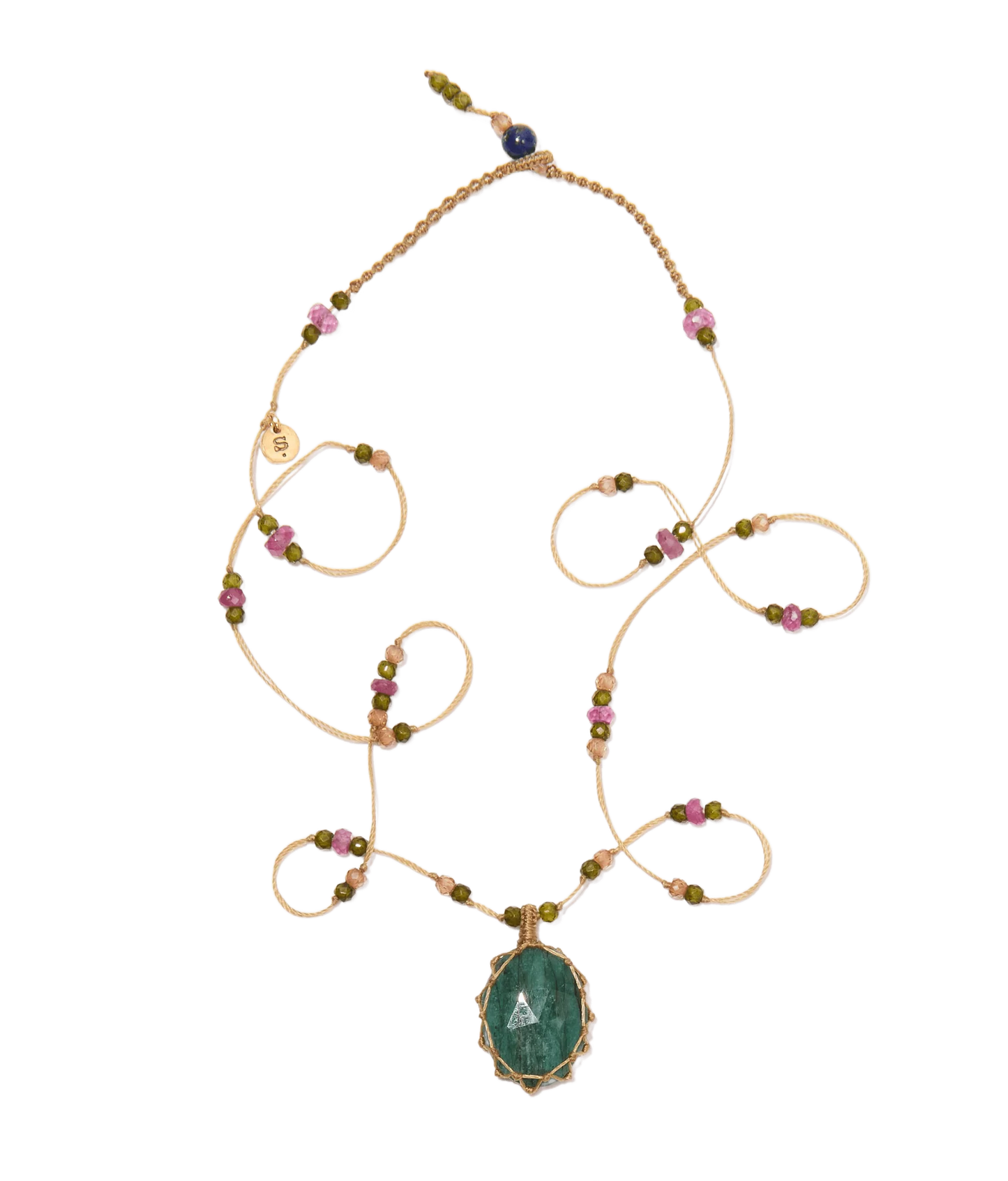 Short Tibetan Sharing VVV Emerald Necklace