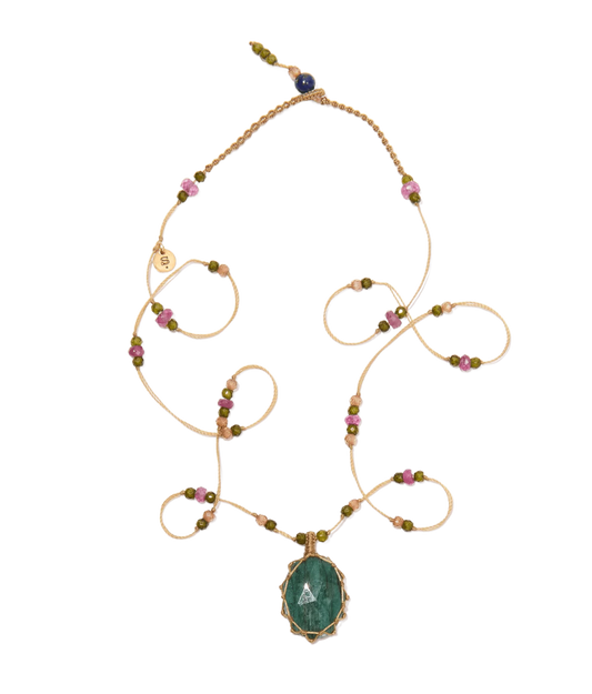 Short Tibetan Sharing VVV Emerald Necklace