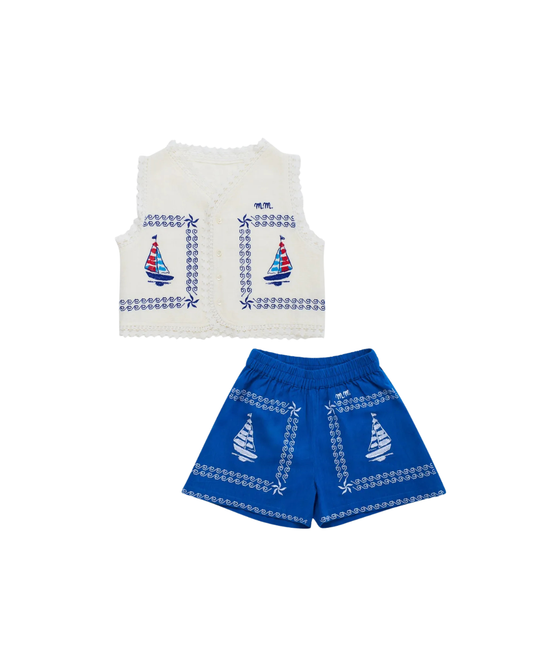 Barcos Embroidered Maison Mangostan Short Set