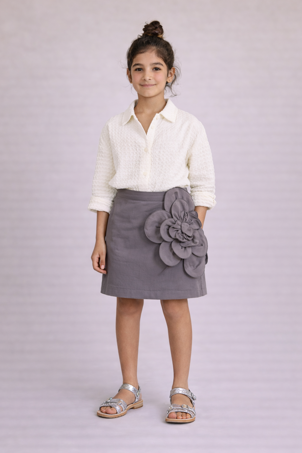 Flower Detail DOUUOD Skirt Set