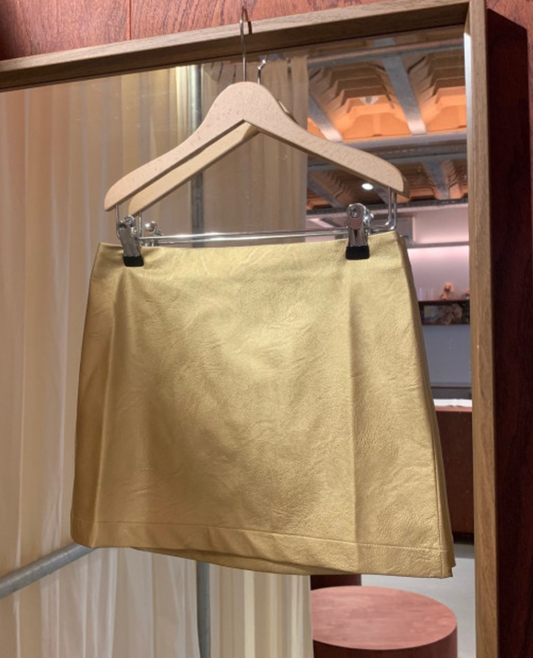 Jass Maan Gold Leather Skirt