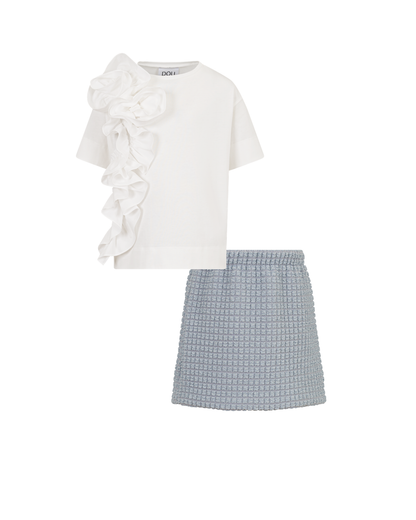 Ruffle Tee DOUUOD Skirt Set