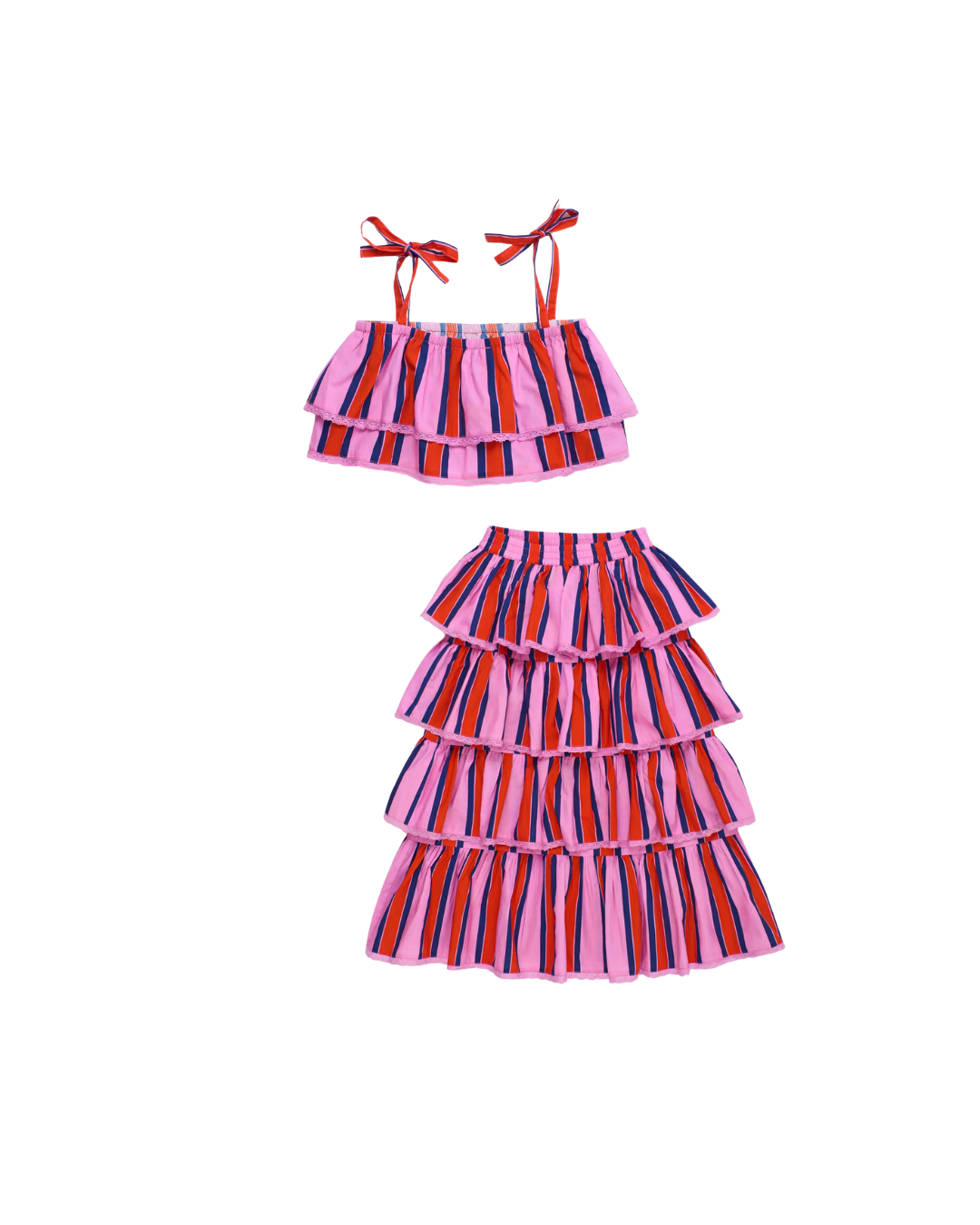 Ruffle Stripes Maison Mangostan Skirt Set