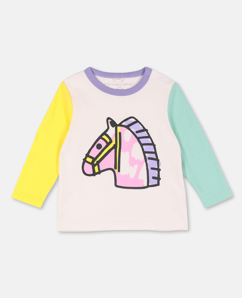 Horse Print SMC Colorblock Baby Tee